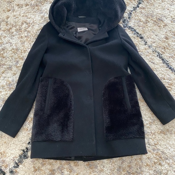 Cinzia Ricca Short black wool/cashmere blend short hooded coat - Picture 8 of 9